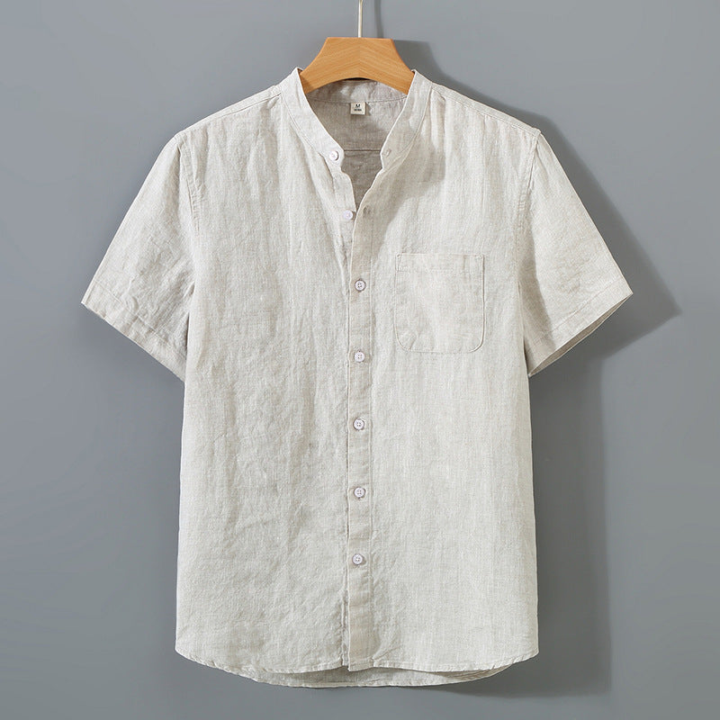 Summer linen short-sleeved shirt