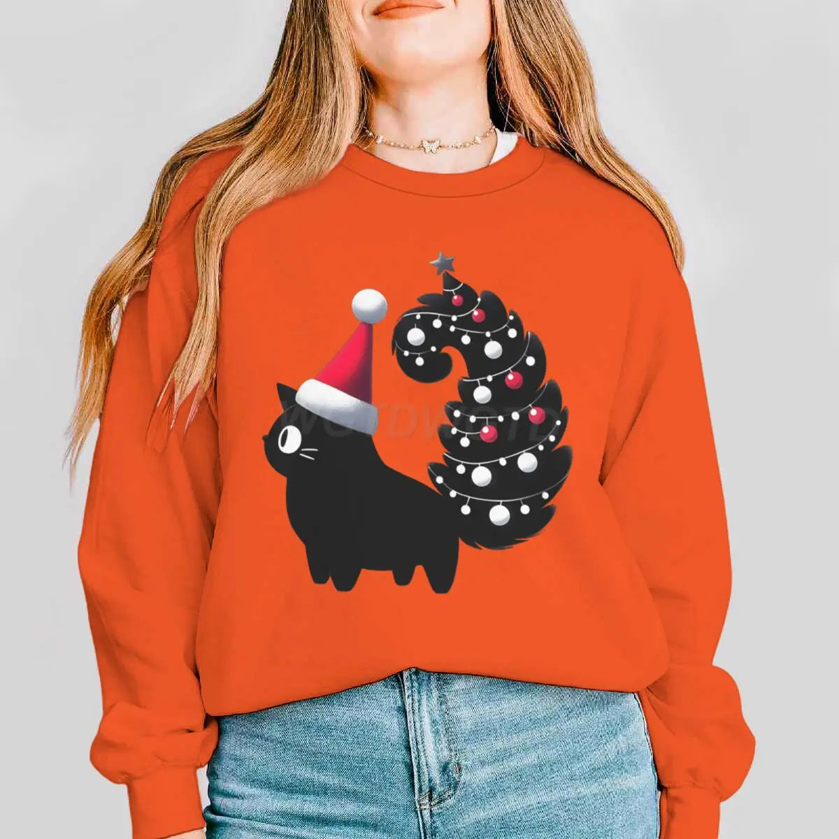 Cute Christmas Cat Pullover for Women