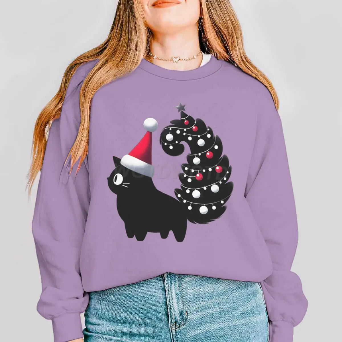Cute Christmas Cat Pullover for Women