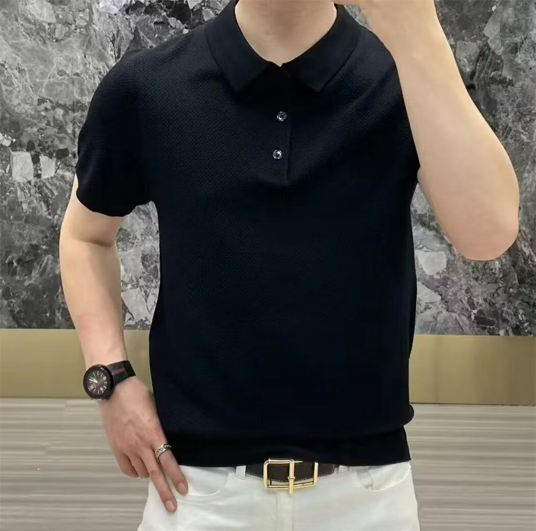 Polo Collar Polo Shirt Knitted Short Sleeve
