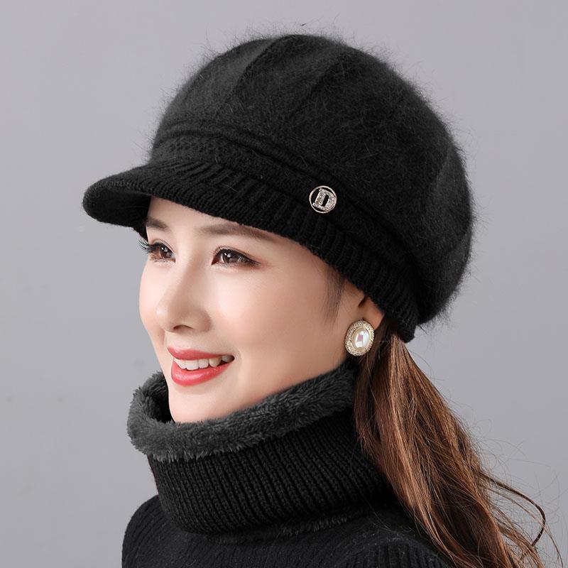 Women’s Versatile Wool & Rabbit Fur Winter Cap