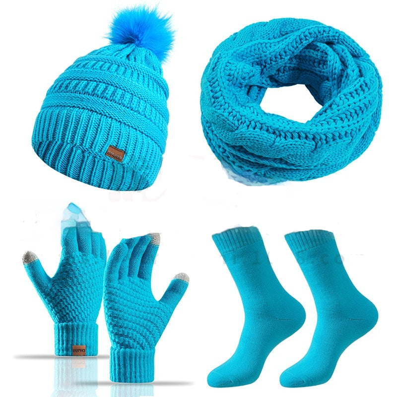 Winter Female Cap Scarf Gloves And Socks