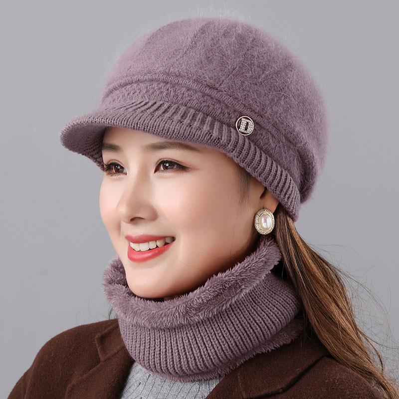 Women’s Versatile Wool & Rabbit Fur Winter Cap