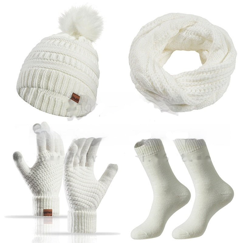 Winter Female Cap Scarf Gloves And Socks