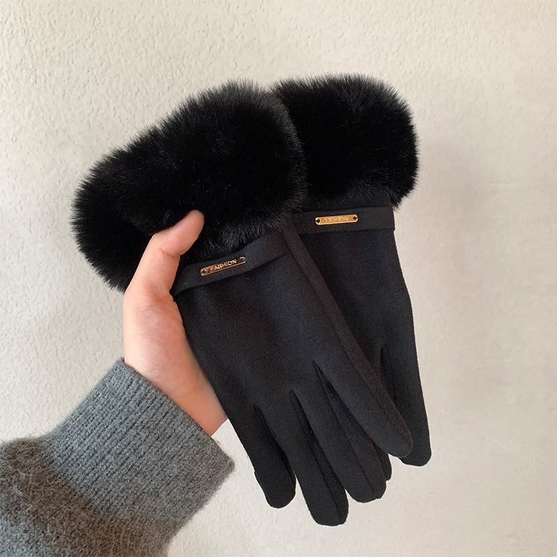 Gloves Winter Women Fleece-lined Thickened
