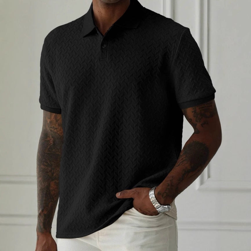 Front Button Short Sleeve Simple Polo Shirt
