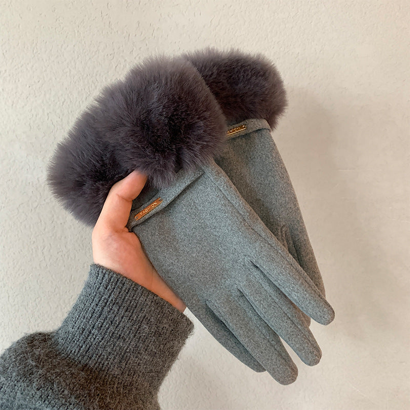 Gloves Winter Women Fleece-lined Thickened