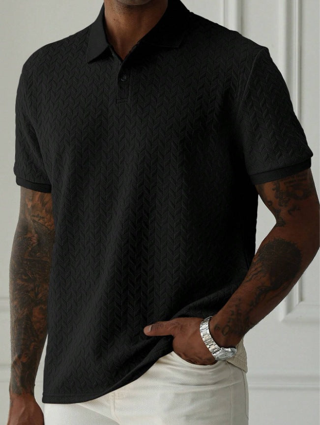 Front Button Short Sleeve Simple Polo Shirt