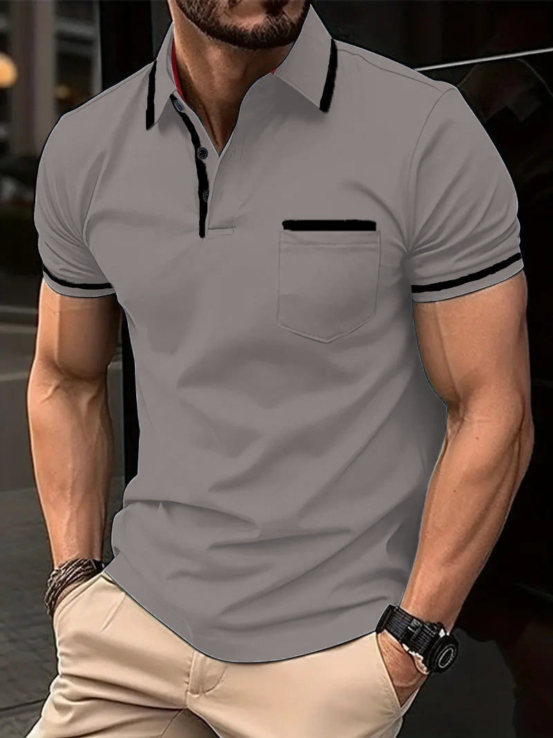 Polo Shirt Button Pocket Men's