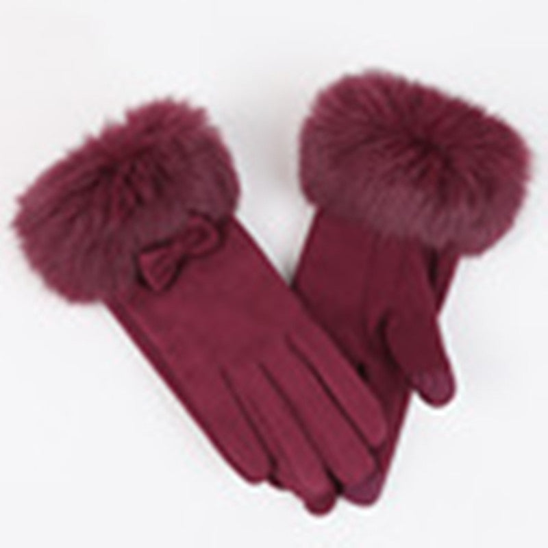 Velvet Suede Gloves For Women
