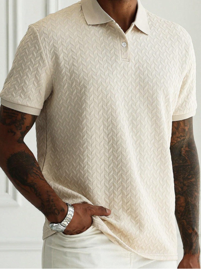 Front Button Short Sleeve Simple Polo Shirt