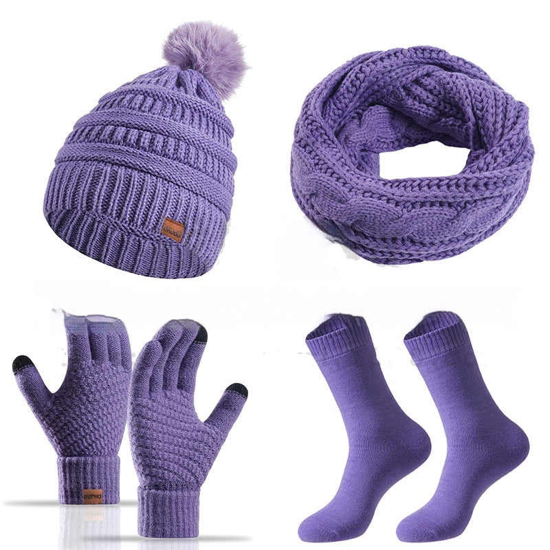 Winter Female Cap Scarf Gloves And Socks
