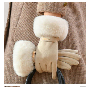 Gloves Winter Women Fleece-lined Thickened